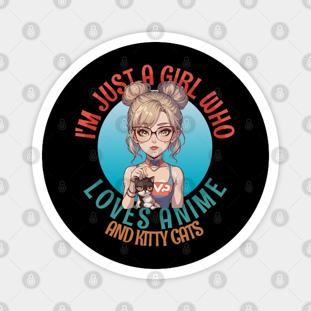 I'm Just a Girl Who Loves Anime and Cats Magnet by Tezatoons